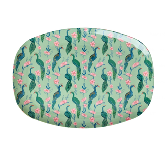 Rice Melamine Rectangular Plate with Peacock  Power Print