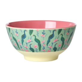 Melamine Bowl with Peacock Power print