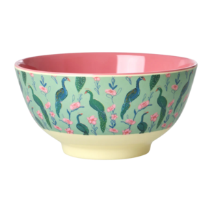 Melamine Bowl with Peacock Power print