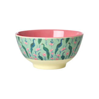 Rice Melamine Bowl with Peacock Power print