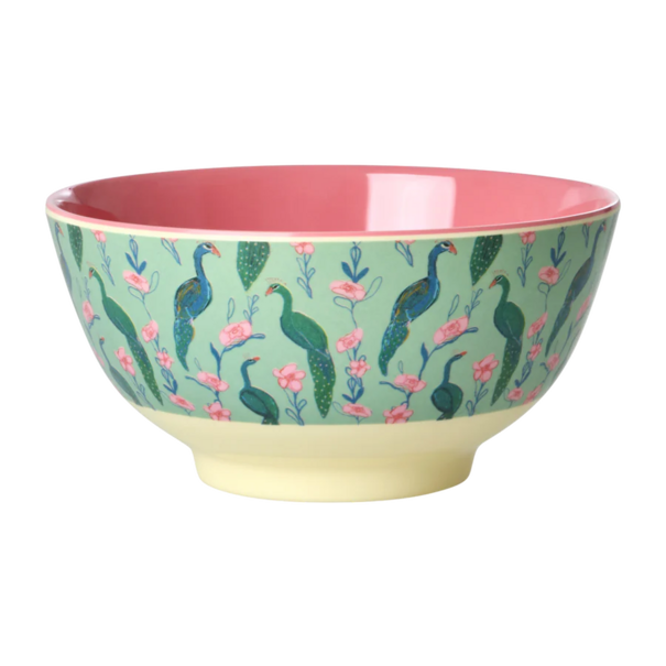 Rice Melamine Bowl with Peacock Power print