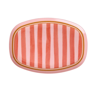 Rice Melamine Rectangular Plate with Organic  Stripes Print