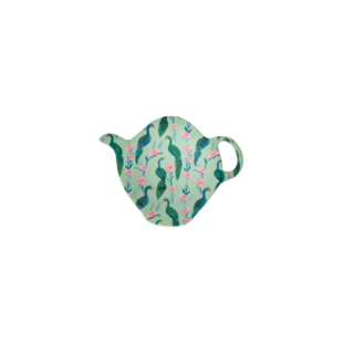 Melamine Tea Bag Plate - Peacock Power Print