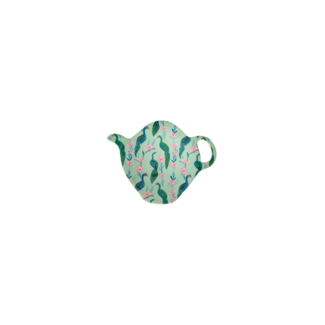Rice Melamine Tea Bag Plate - Peacock Power Print
