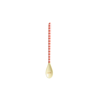 Rice Melamine Latte Spoon - Pink - Organic Stripes Print