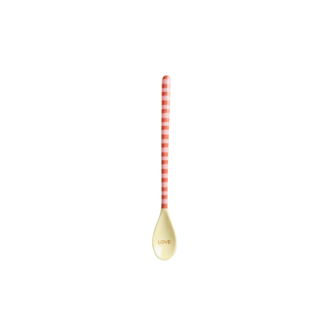 Melamine Latte Spoon - Pink - Organic Stripes Print