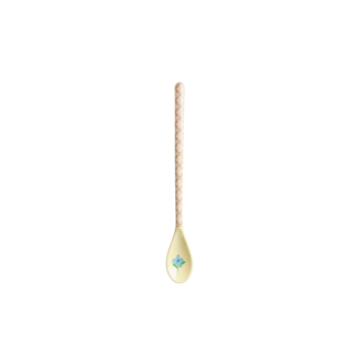 Rice Melamine Latte Spoon - Crème - Checkered Stencil Print
