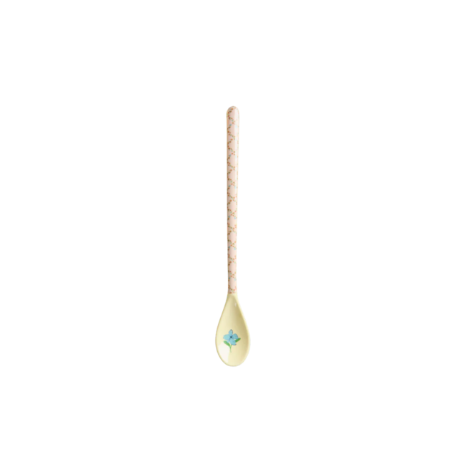 Rice Melamine Latte Spoon - Crème - Checkered Stencil Print