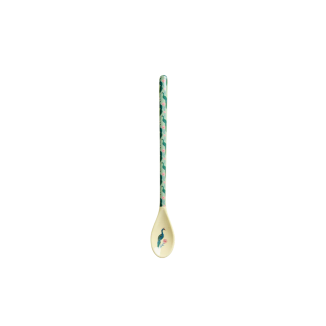 Melamine Latte Spoon - Green - Peacock Power Print