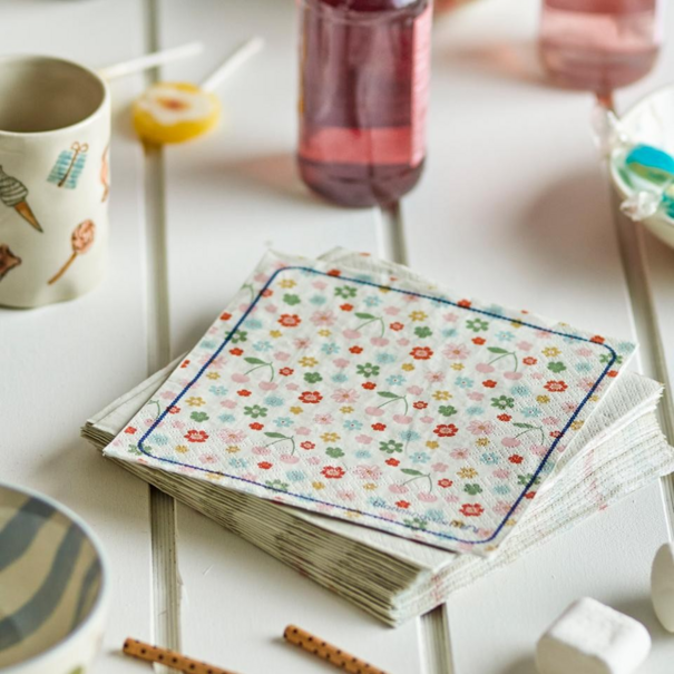 Bloomingville Cherry Napkin, Rose, Mix, Paper