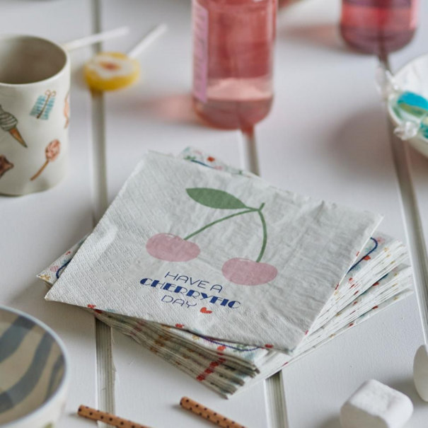 Bloomingville Cherry Napkin, Rose, Mix, Paper