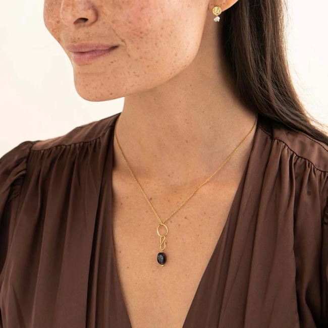 Black Onyx Faceted Gemstone Pendant