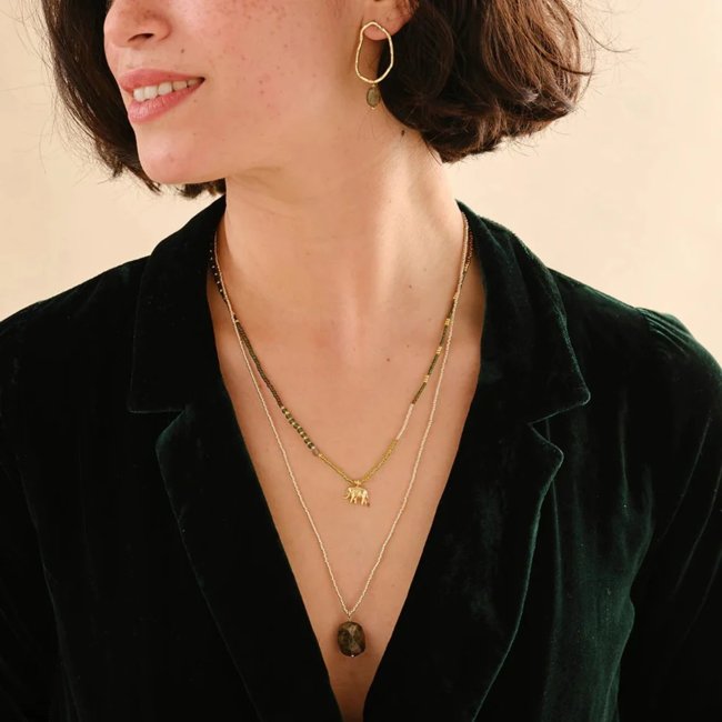 Adventurous Labradorite Garnet Necklace