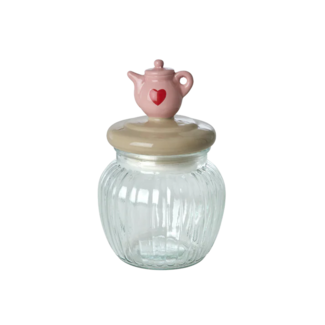 Rice Glass Jar with Tea Cup