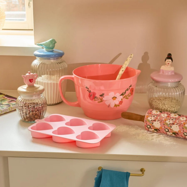 Rice Glass Jar with Bird Large