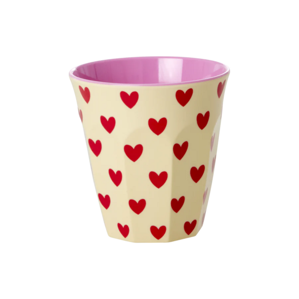 Rice Melamine Cup with Darling Hearts Print