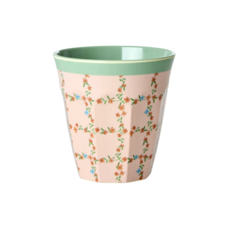 Rice Melamine Cup with Checkered Stencil Print