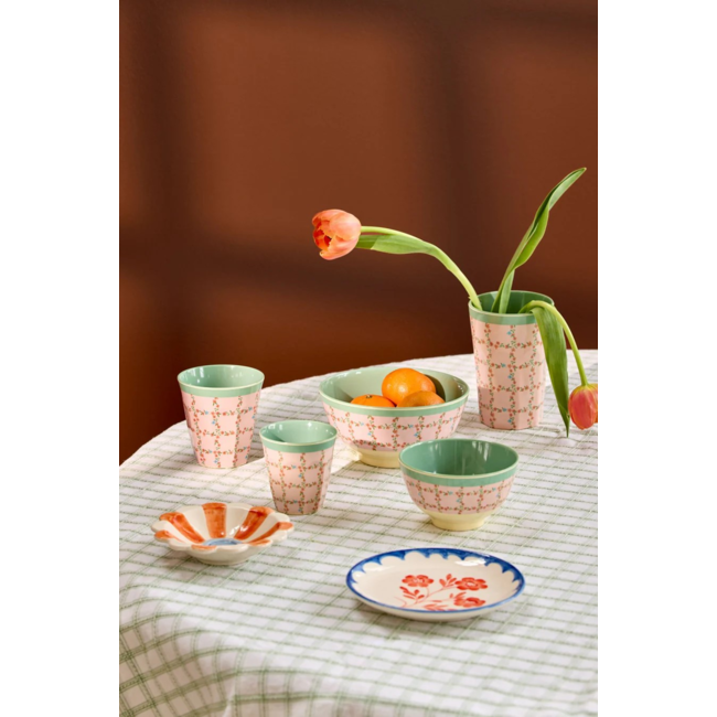 Melamine Cup with Checkered Stencil Print