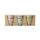 Melamine Espresso Cups with Flower Print - 6 pack