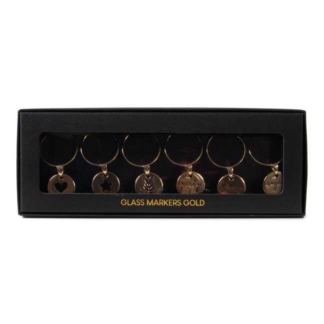Glasmarkers Goud - Set van 6