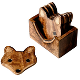 Wooden Brown Fox Coasters - Set of 6