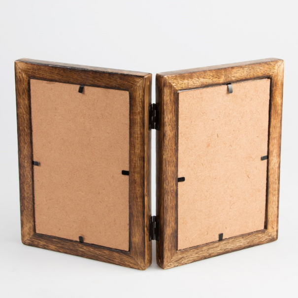 Sass & Belle Double Dark Brown Wood Photo Frame