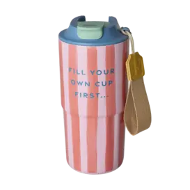 Stainless Steel Thermo Cup with Organic Stripes