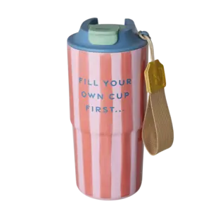 Stainless Steel Thermo Cup with Organic Stripes