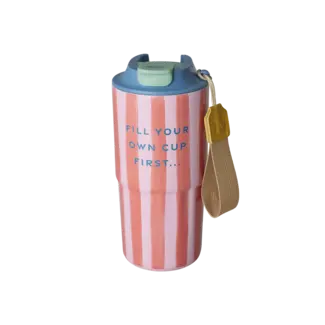 Rice Stainless Steel Thermo Cup with Organic Stripes