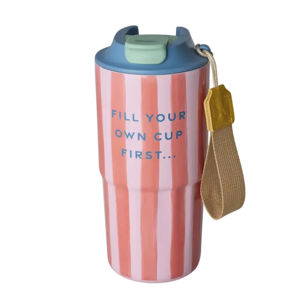 Rice Stainless Steel Thermo Cup with Organic Stripes