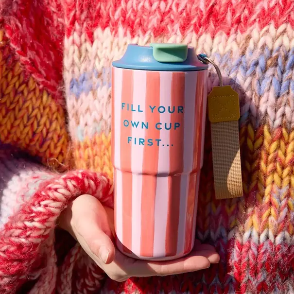 Rice Stainless Steel Thermo Cup with Organic Stripes