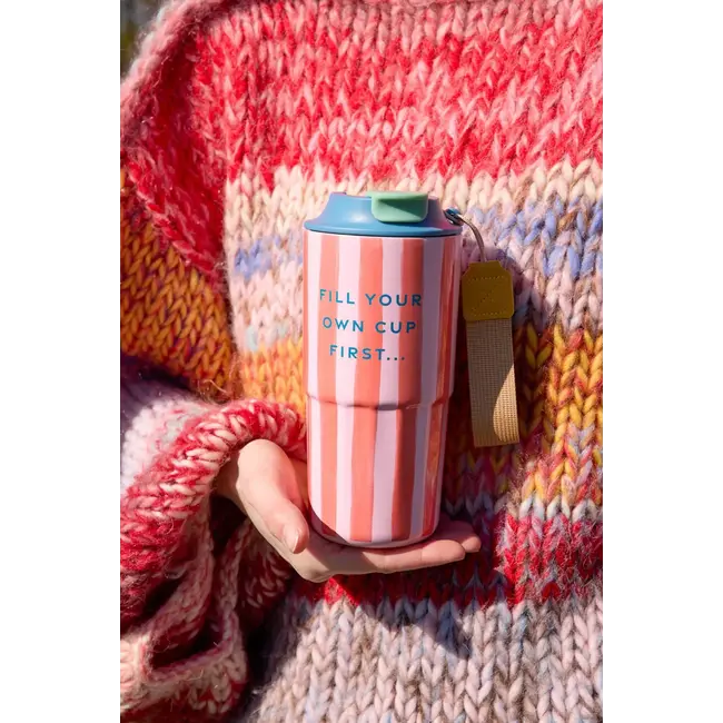 Stainless Steel Thermo Cup with Organic Stripes