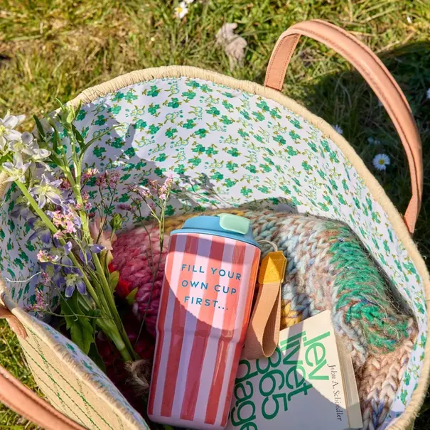 Rice Stainless Steel Thermo Cup with Organic Stripes