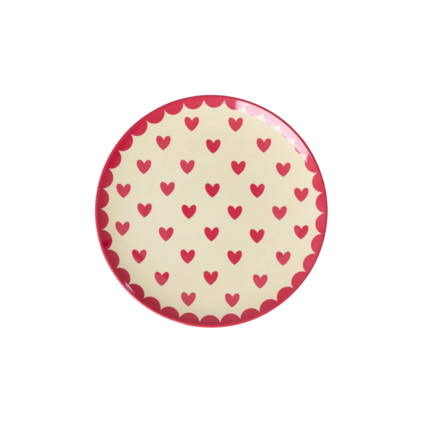 Rice Melamine Cake Plate with Favorite Hearts