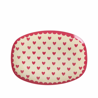 Rice Melamine Rectangular Plate with Favorite Hearts