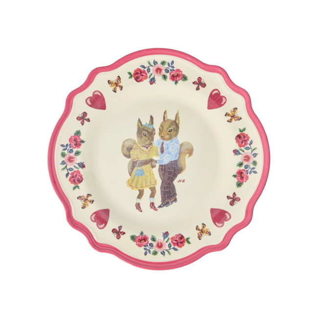 Melamine Vintage Dinner Plate Nathalie Lété - Red Kiss
