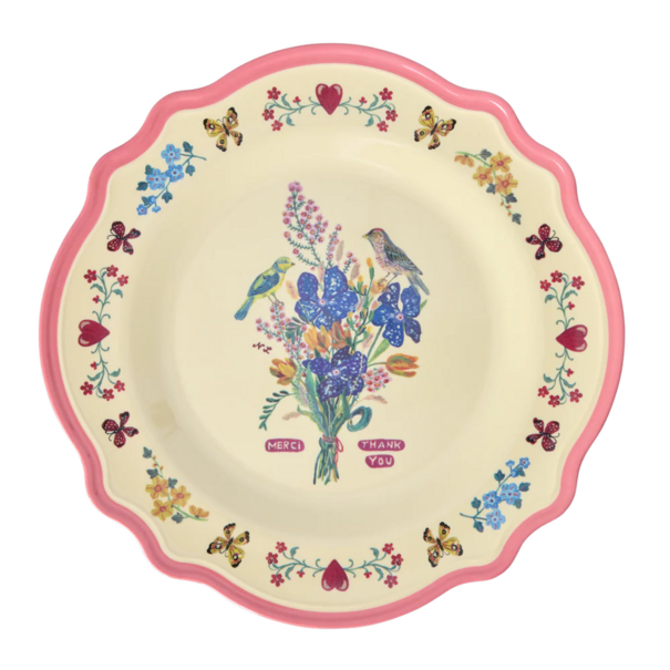 Rice Melamine Vintage Dinner Plate Nathalie Lété - Neon Pink