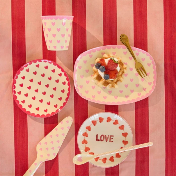 Rice Melamine Cake Plate with Favorite Hearts