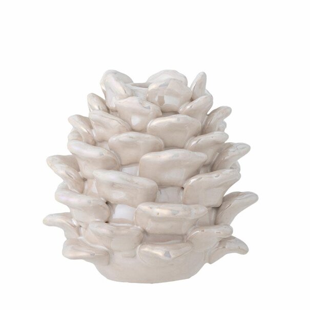 Bloomingville Pine Candle Holder, White, Stoneware