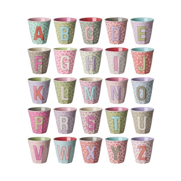 Rice Melamine Alphabet Cup | Flowers