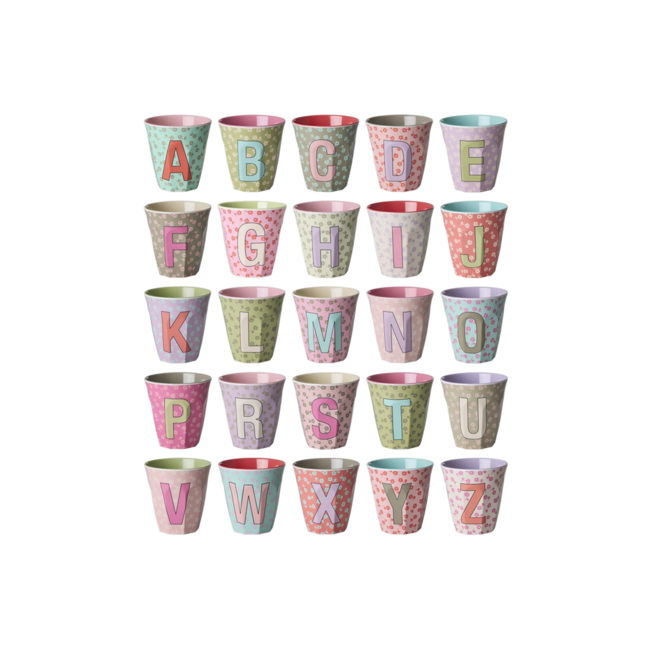 Rice Melamine Alphabet Cup | Flowers