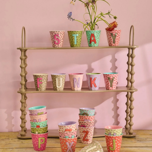 Rice Melamine Alphabet Cup | Flowers