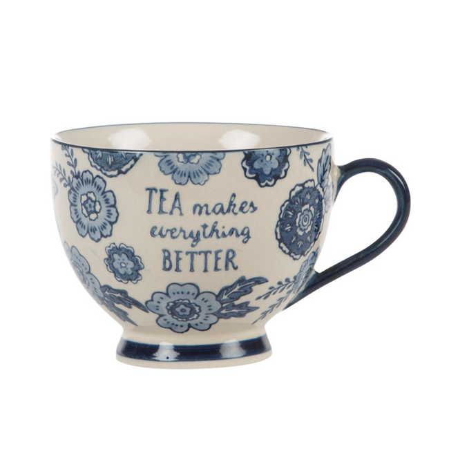 Blue Willow Floral Mug