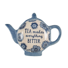 Blue Willow Floral Tea Lovers Tea Bag Dish