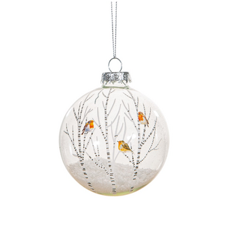 Sass & Belle Winter Robins Glass Bauble