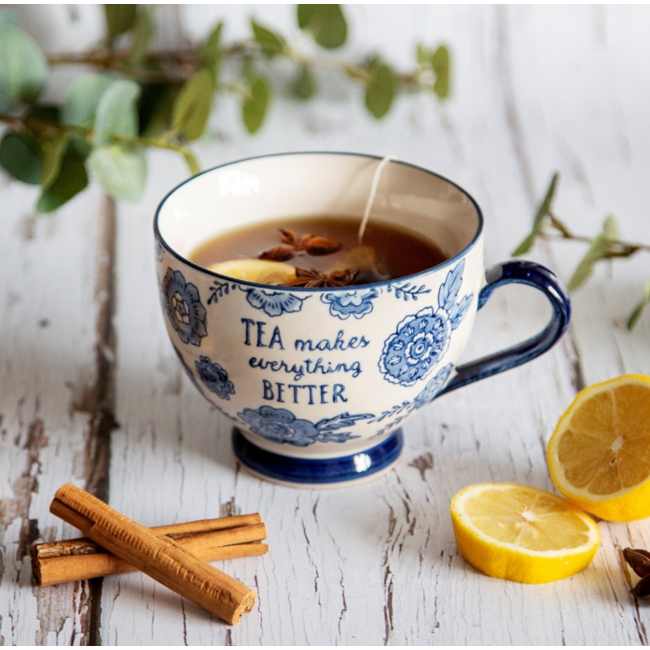 Blue Willow Floral Mug