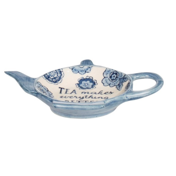 Sass & Belle Blue Willow Floral Tea Lovers Tea Bag Dish
