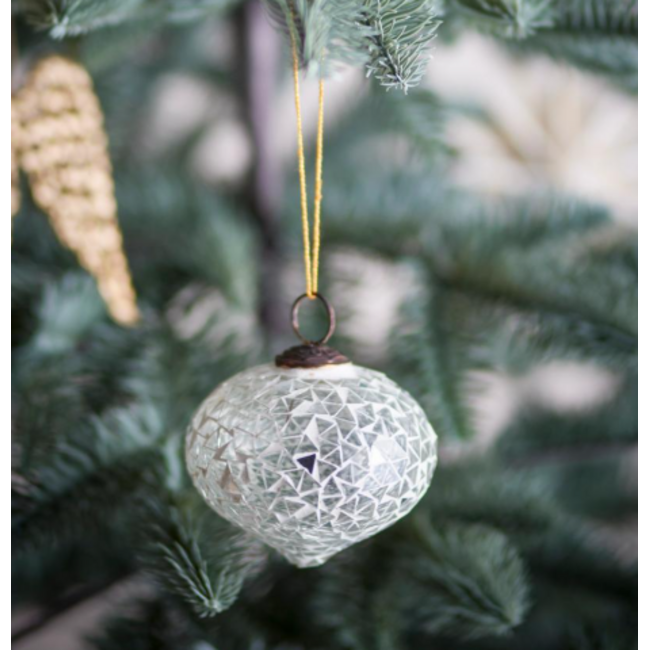 Nadine Ornament, White, Glass