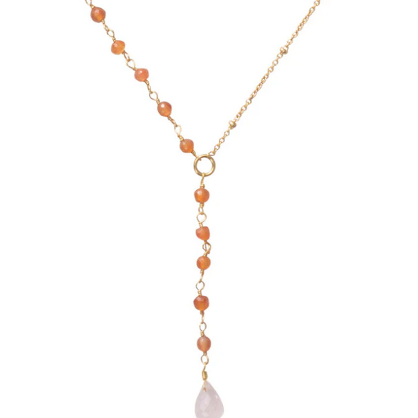A beautiful story Dawn Carnelian Rose Quartz Necklace