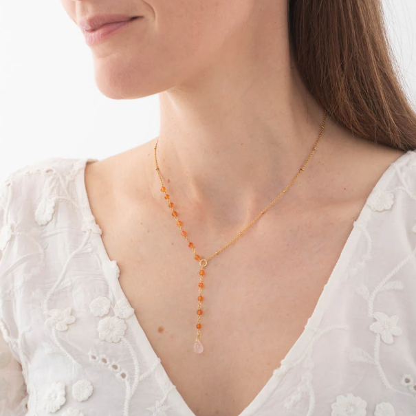 A beautiful story Dawn Carnelian Rose Quartz Necklace